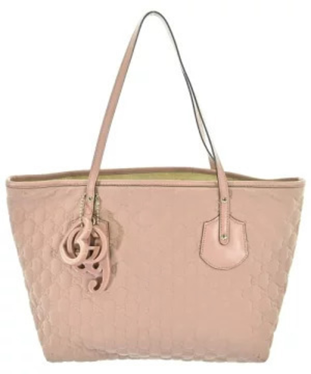 Gucci GG Canvas Leather Tote Bag Beige Tan Brown